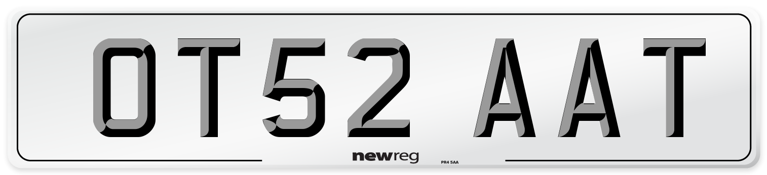 OT52 AAT Number Plate from New Reg